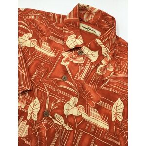Tommy Bahama Silk Hawaiian Shirt Mens S Orange Floral  Short Sleeve Button Down